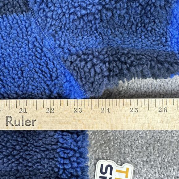 Nike Sherpa Fleece Pullover Mens Medium Blue Buffalo Plaid 1/4 Zip FZ0896-475 - Picture 11 of 11